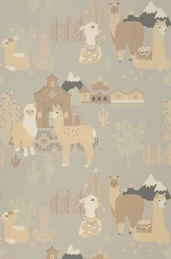 Tapete Lama Village Hellgrau -Wallpaper From The 70s Geschäft 389361 Lama Village 2880x1440