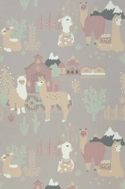 Tapete Lama Village Grauviolett -Wallpaper From The 70s Geschäft 389364 Lama Village 2880x1440