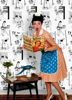 Tapete 50's Housewives Schwarz -Wallpaper From The 70s Geschäft 50s Housewives K 355101 2880x1440