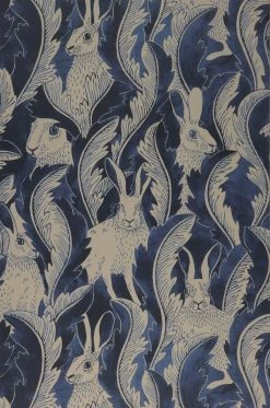 Tapete Hares In Hiding Stahlblau -Wallpaper From The 70s Geschäft 975151 Hares in Hiding 2880x1440