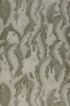 Tapete Hares In Hiding Schilfgrün -Wallpaper From The 70s Geschäft 975153 Hares in Hiding 2880x1440
