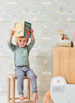 Tapete Above The Clouds Weissgrau -Wallpaper From The 70s Geschäft Above the clouds C 389281 2880x1440