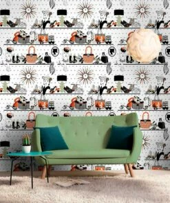 Tapete Accessories Rotorange -Wallpaper From The 70s Geschäft Accessories A 355211 2880x1440