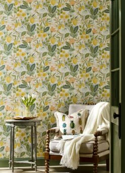 Selbstklebende Tapete Amalfi Fruits Grüntöne -Wallpaper From The 70s Geschäft Amalfi Fruits 790661 2880x1440