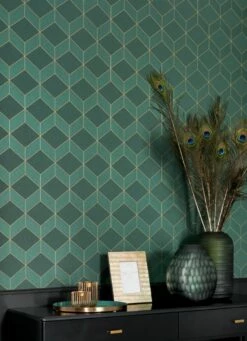 Tapete Barite Dunkelgrün Schimmer -Wallpaper From The 70s Geschäft Barite B 864423 2880x1440