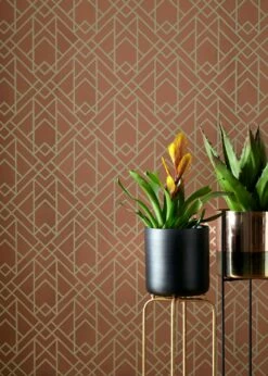 Tapete Baya Kupferbraun -Wallpaper From The 70s Geschäft Baya B 158036 2880x1440