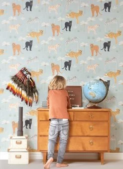 Tapete Black Panther Hellminttürkis -Wallpaper From The 70s Geschäft Black panther C 389252 2880x1440