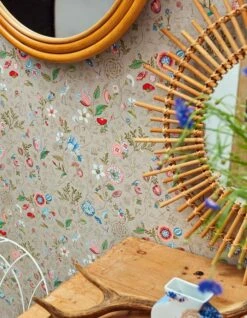 Tapete Carline Hellbeigegrau -Wallpaper From The 70s Geschäft Carline B 821413 2880x1440