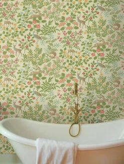 Selbstklebende Tapete Deer Love Hellbeige -Wallpaper From The 70s Geschäft Deer Love 790681 2880x1440