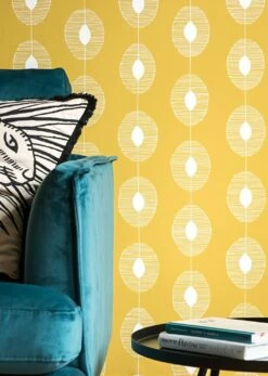 Tapete Dewdrops Zitronengelb