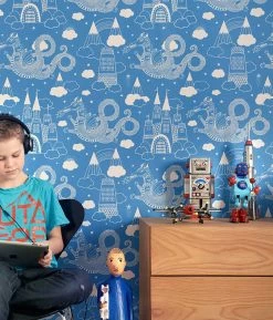 Tapete Drakhimlen Himmelblau -Wallpaper From The 70s Geschäft Drakhimlen 389031 C 2880x1440