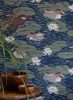 Tapete Duck Lake Graublau