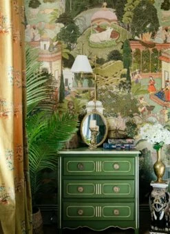 Wandbild Gardens Of Jaipur Grüntöne -Wallpaper From The 70s Geschäft Gardens of Jaipur B 725311 2880x1440