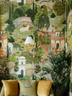 Wandbild Gardens Of Jaipur Grüntöne -Wallpaper From The 70s Geschäft Gardens of Jaipur C 725311 2880x1440