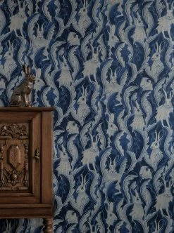 Tapete Hares In Hiding Stahlblau -Wallpaper From The 70s Geschäft Hares in Hiding B 975151 2880x1440