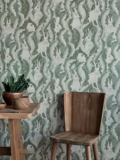 Tapete Hares In Hiding Schilfgrün -Wallpaper From The 70s Geschäft Hares in Hiding B 975153 2880x1440