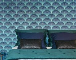 Tapete Imperia Blau Schimmer -Wallpaper From The 70s Geschäft Imperia C 864683 2880x1440