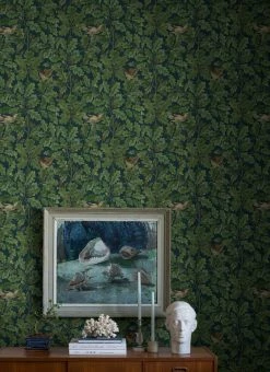 Tapete In The Oak Blaugrün -Wallpaper From The 70s Geschäft In the Oak C 452411 2880x1440