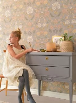 Tapete June Hellgrau -Wallpaper From The 70s Geschäft June C 389342 2880x1440