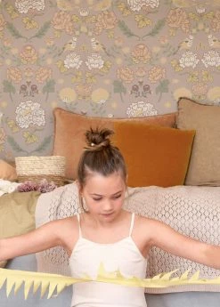 Tapete June Hellgraubeige -Wallpaper From The 70s Geschäft June D 389343 2880x1440