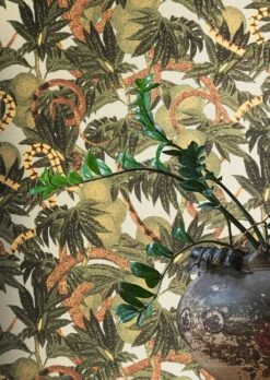 Tapete Jungle Snakes Olivgrün