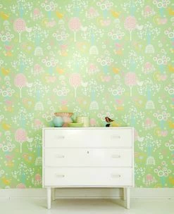 Tapete Körsbärsdalen Hellgelbgrün -Wallpaper From The 70s Geschäft Koersbaersdalen 389023 A 2880x1440