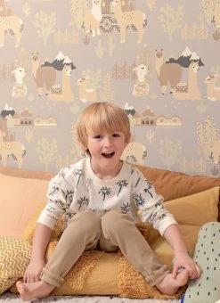 Tapete Lama Village Hellgrau -Wallpaper From The 70s Geschäft Lama Village B 389361 2880x1440