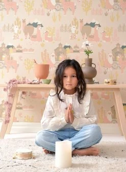 Tapete Lama Village Hellelfenbein -Wallpaper From The 70s Geschäft Lama Village D 389362 2880x1440