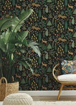 Selbstklebende Tapete Menagerie Schwarz -Wallpaper From The 70s Geschäft Menagerie 790631 2880x1440