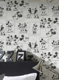Tapete Mickey Sketches Weiss