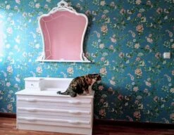 Tapete Miri Blau -Wallpaper From The 70s Geschäft Miri P 821382 2880x1440