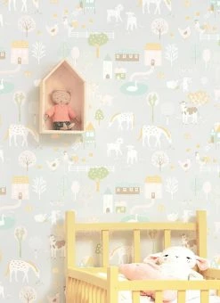 Tapete My Farm Weissgrau -Wallpaper From The 70s Geschäft My Farm C 389322 2880x1440