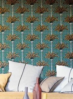 Tapete Palm Luxe Blaugrün