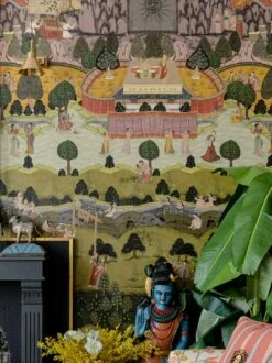 Wandbild Peace And Music Grüntöne -Wallpaper From The 70s Geschäft Peace and Music B 725281 2880x1440