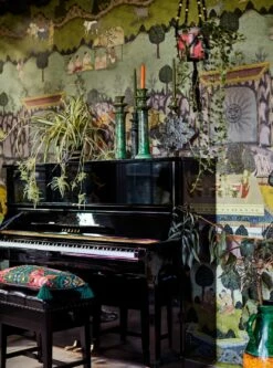 Wandbild Peace And Music Grüntöne -Wallpaper From The 70s Geschäft Peace and Music E 725281 2880x1440