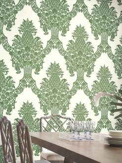Tapete Pineapple Damask Grün -Wallpaper From The 70s Geschäft Pineapple Damask B 790411 2880x1440