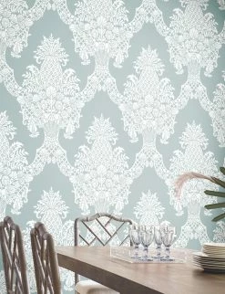 Tapete Pineapple Damask Pastelltürkis -Wallpaper From The 70s Geschäft Pineapple Damask B 790413 2880x1440