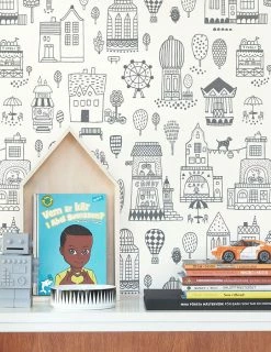 Tapete Small Town Weiss -Wallpaper From The 70s Geschäft Small Town B 389173 2880x1440