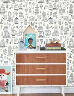 Tapete Small Town Weiss -Wallpaper From The 70s Geschäft Small Town C 389173 2880x1440