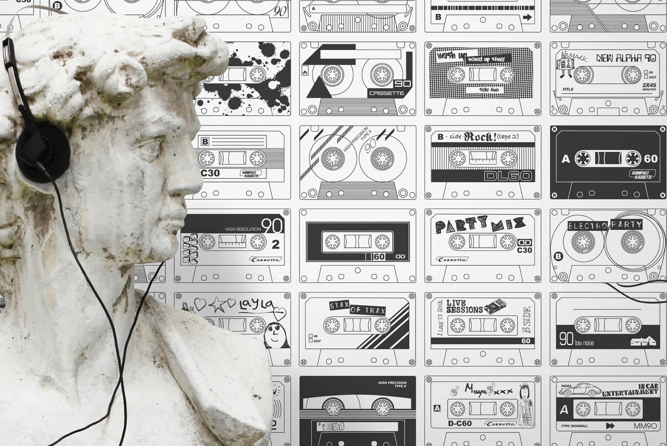 Tapete Stereo Nostalgia Weiss 5 Tapete Stereo Nostalgia Weiss – Bild 3