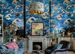 Wandbild The Former Emperor Metallic Blau -Wallpaper From The 70s Geschäft The Former Emperor Metallic B 725271 2880x1440