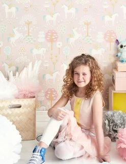 Tapete True Unicorns Zartrosa -Wallpaper From The 70s Geschäft True Unicorns B 389182 2880x1440