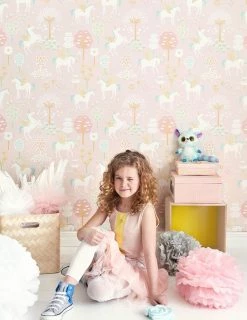 Tapete True Unicorns Zartrosa -Wallpaper From The 70s Geschäft True Unicorns C 389182 2880x1440