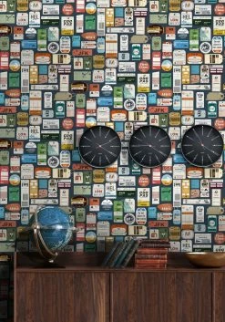 Tapete Vintage Air Travel Graublau -Wallpaper From The 70s Geschäft Vintage air travel B 835252 2880x1440