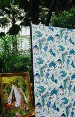 Tapete Audubon Türkisblau -Wallpaper From The 70s Geschäft Volturi A 745073 2880x1440